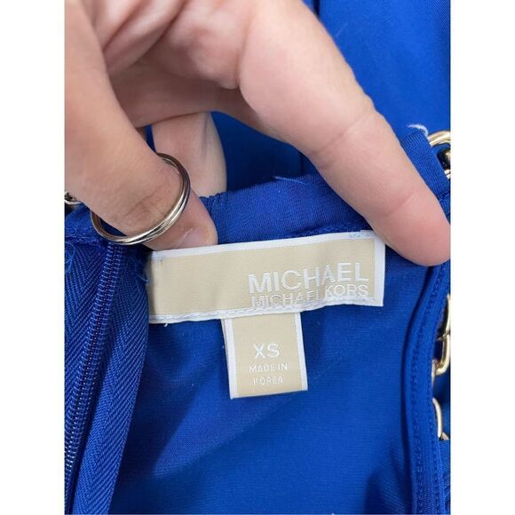 Michael Kors Blue Tank Top with Gold Chain Size X-Small - Picture 5 of 8